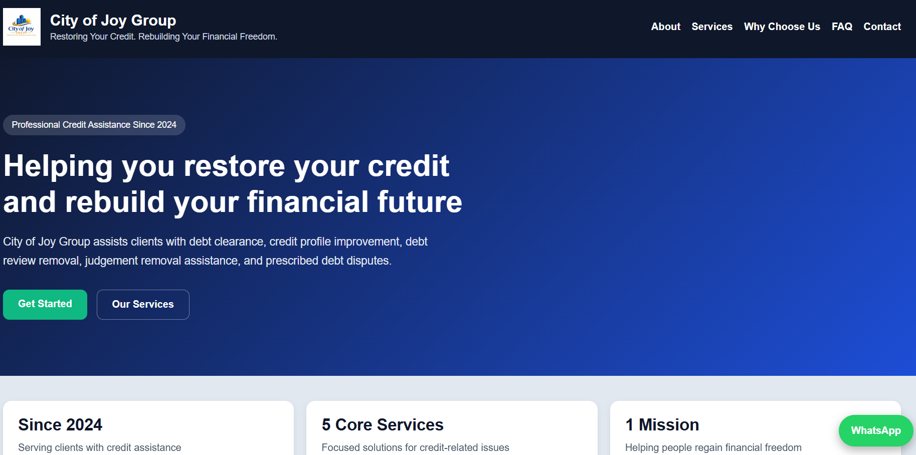 City of Joy Group website screenshot